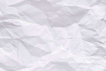 White crumpled paper texture background.