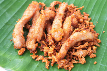  fried pork with garlic and salt, Thai food.