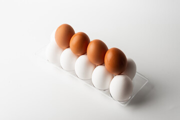chicken eggs in a dozen storage tray