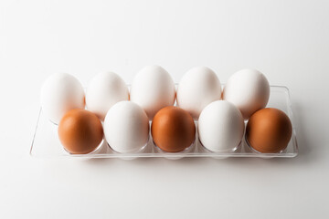 chicken eggs in a dozen storage tray