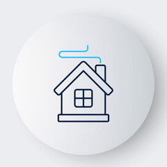 Line Merry Christmas house icon isolated on white background. Home symbol. Colorful outline concept. Vector