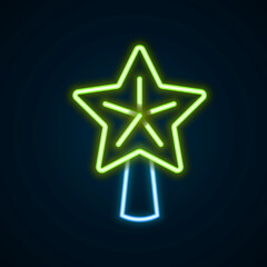 Glowing neon line Christmas star icon isolated on black background. Merry Christmas and Happy New Year. Colorful outline concept. Vector