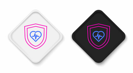 Line Life insurance with shield icon isolated on white background. Security, safety, protection, protect concept. Colorful outline concept. Vector