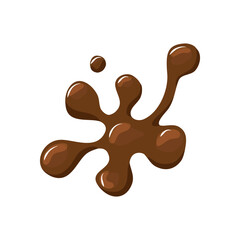 Spilling coffee or hot chocolate. Puddle of brown liquid. Vector cartoon illustration