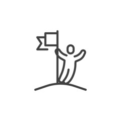 Man with Flag line icon