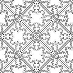 floral pattern background.Repeating geometric pattern from striped elements.   Black and white pattern.