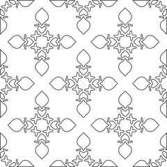 Vector pattern with symmetrical elements . Repeating geometric tiles from striped elements.large black pattern .