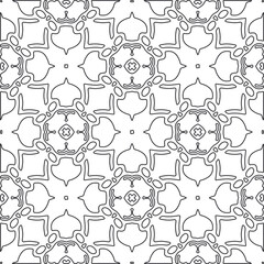 Vector pattern with symmetrical elements . Repeating geometric tiles from striped elements.large black pattern .