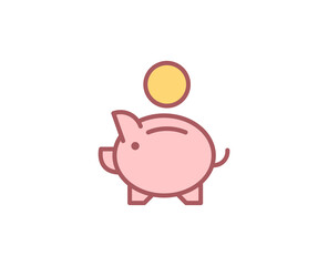 Money pig flat icon.