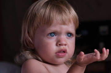 a surprised girl looks at us