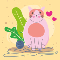 pink cat illustration