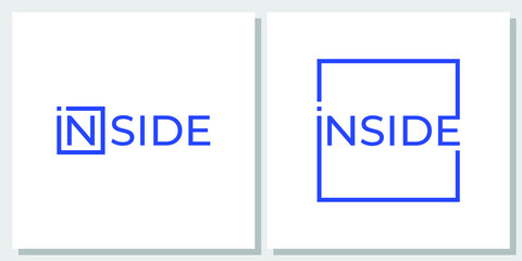 Inside Square Box Wordmark Lettermark Storage Creative Clean Logo Design with Business Card Template