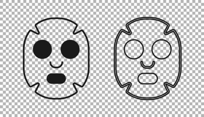 Black Facial cosmetic mask icon isolated on transparent background. Cosmetology, medicine and health care. Vector