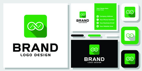 Infinity Chat Infinite Bubble Message Talk Speech Dialog Idea Logo Design with Business Card Template