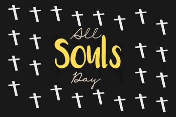 All Souls Day with cross christian sign pattern  background.  02 November.  