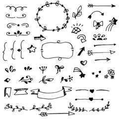 Vector hand drawn vintage elements and page decorations