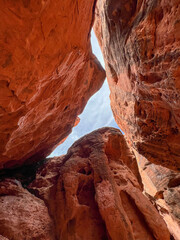 Red rocks cliff and sky landscape and nature stone outdoor geology