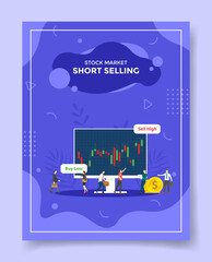 short selling stock market concept for template of banners, flyer, books, and magazine cover