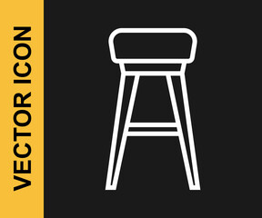 White line Chair icon isolated on black background. Vector