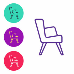 Set line Armchair icon isolated on white background. Set icons colorful. Vector