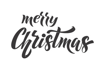 Merry Christmas and Happy New Year hand lettering calligraphy. Vector holiday illustration element. Typographic element for congratulations.