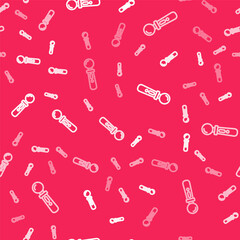 White line VR controller game icon isolated seamless pattern on red background. Virtual reality experience, sensation of presence, position-tracking technology device. Vector
