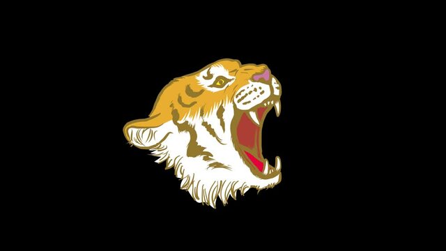 Alpha channel file - Roaring tiger animation, Body parts - Head