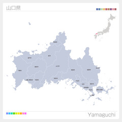 山口県の地図・Yamaguchi・市町村名
