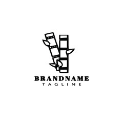 bamboo cartoon logo design template shapes black vector illustration