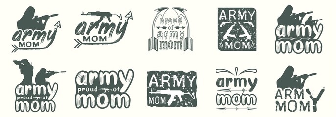 typography army mom t-shirt design.