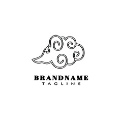 chinese clouds logo cartoon icon cute template black isolated vector illustration