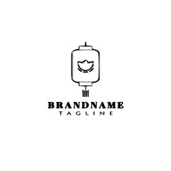 chinese lantern cartoon logo icon design black isolated vector illustration