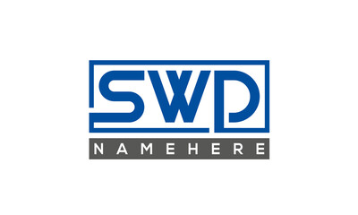 SWD Letters Logo With Rectangle Logo Vector