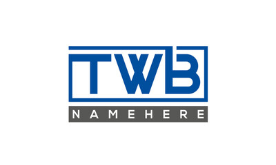 TWB Letters Logo With Rectangle Logo Vector