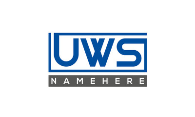 UWS Letters Logo With Rectangle Logo Vector