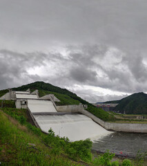 Fototapeta premium cascade water discharge at a hydroelectric power station