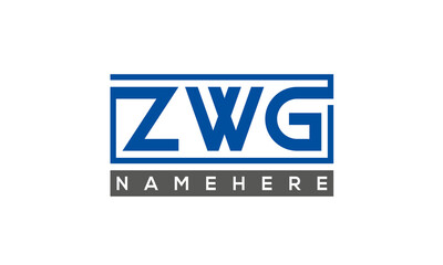 ZWG Letters Logo With Rectangle Logo Vector