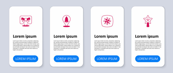 Set Christmas star, Snowflake, tree and Gift bow. Business infographic template. Vector