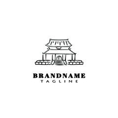 chinese temple logo cute design icon template black isolated vector illustration