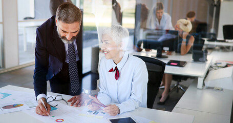 Business coworkers discussing new ideas and brainstorming in a modern office