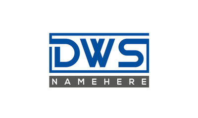 DWS Letters Logo With Rectangle Logo Vector