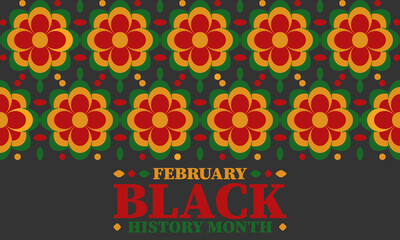 Black History Month in February. African American Culture and History. Celebrated annual in United States and Canada. In October in Great Britain. Vector poster, tradition ornament illustration
