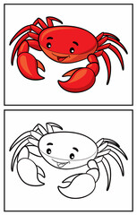 Coloring book cute crab