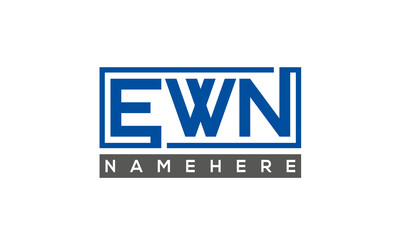 EWN Letters Logo With Rectangle Logo Vector