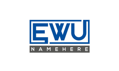 EWU Letters Logo With Rectangle Logo Vector