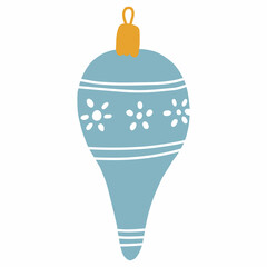 Colorful Christmas ornament in hand drawn style. Vector illustration of decorations for the Christmas tree