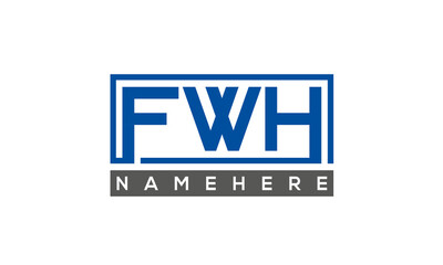 FWH Letters Logo With Rectangle Logo Vector