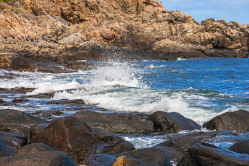 Waves at a rocky coastline