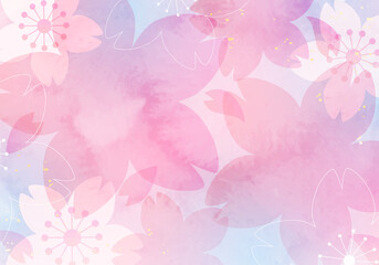 Fototapeta na wymiar 水彩の桜の背景のベクターイラスト