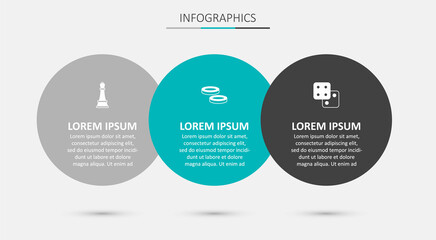 Set Checker game chips, Chess and Game dice. Business infographic template. Vector